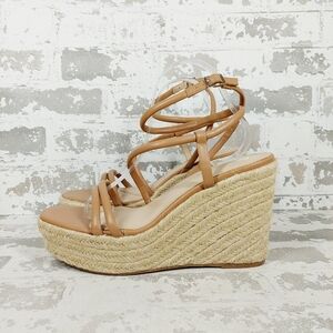 NEW BP Beige Cohan Espadrille Wedge Strappy Sandals i60